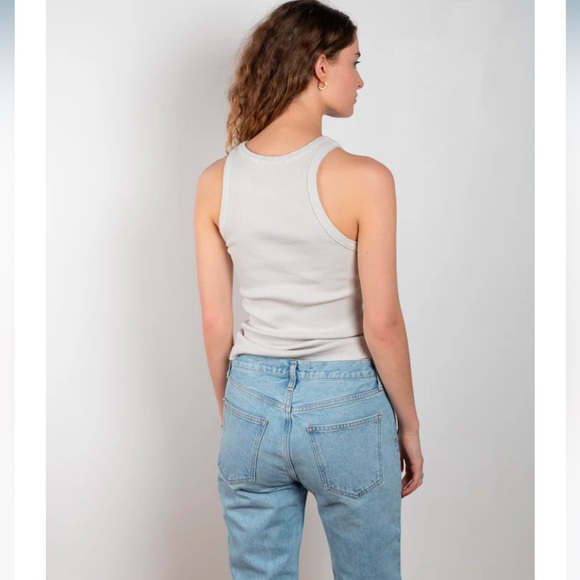 AGOLDE Bailey Ribbed Tank Top in Beige - Picture 3 of 8